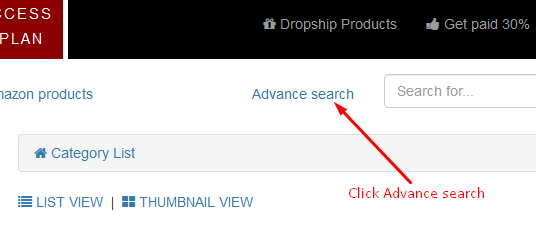 wholesale2b dropship products advance search wholesale2b dropship products advance search link example screenshot